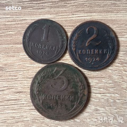 Русия 1 , 2 и 3 копейки 1924 година, снимка 1 - Нумизматика и бонистика - 45751656