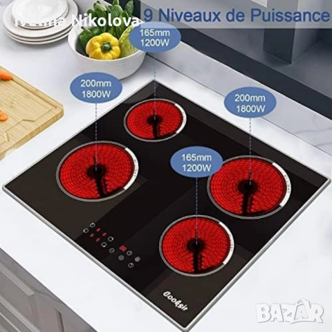 Cooksir CSC-D46001-BB – Стъклокерамичен плот за вграждане с 4 зони, 9 нива на мощност, таймер , снимка 7 - Котлони - 52443745