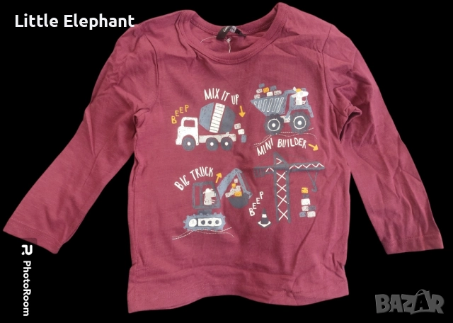 Блузка с дълъг ръкав за момченце на 2-3 години бордо"Mini builder",Англия/нова