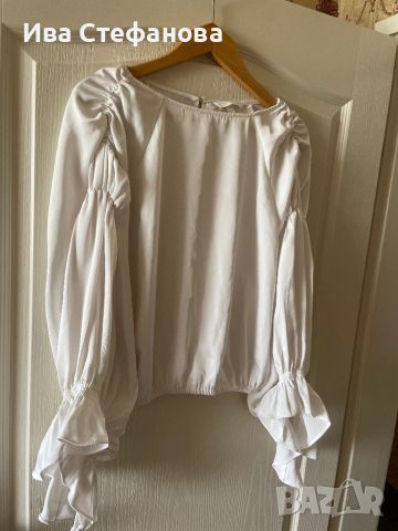 🤩 Нова разкошна сатен елегантна бяла блуза топ буфан ръкав барок бароков стил. , снимка 7 - Корсети, бюстиета, топове - 45299399