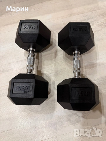 Хексагонални дъмбели 2 х 17,5 кг, снимка 2 - Фитнес уреди - 53135914