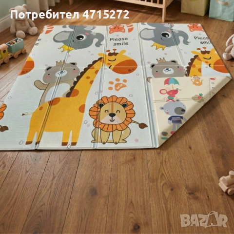Двулицев образователен детски килим 180 х 200 см - водоустойчив, сгъваем, високакачествена и безопас, снимка 4 - Мебели за детската стая - 53984100