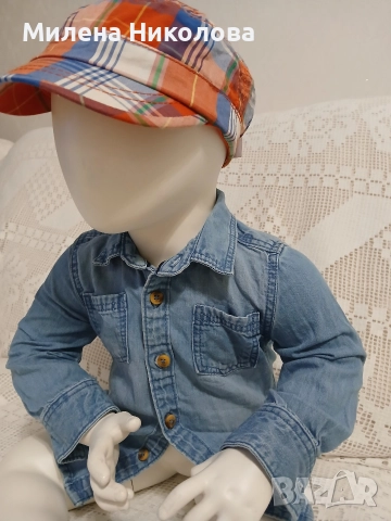 Ризка Деним и шапка, снимка 2 - Бебешки блузки - 52859992