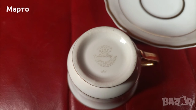Комплект за кафе, 6 чинийки, 6 чашки, Чехословакия , снимка 4 - Чаши - 53415901