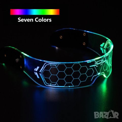 Светещи PARTY LED очила, режим в 7 цвята. Издръжливост на батерия: около 60 минути. Цвета на светлин, снимка 7 - Други - 45696497