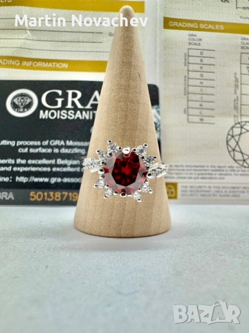 Сребърен пръстен с мойсанит (Диамант) 2 карата, снимка 3 - Пръстени - 54091843