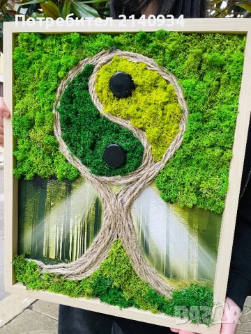 Голяма жива картина от скандинавски мъх, снимка 5 - Декорация за дома - 52749036