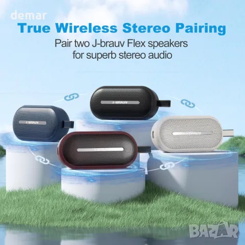 J-BRAUV Bluetooth високоговорител, преносим с 25W стерео звук, Bluetooth 5.3, вграден микрофон, снимка 5 - Bluetooth тонколони - 50296734