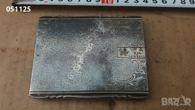 дебело посребрена табакера , снимка 2 - Антикварни и старинни предмети - 54068080