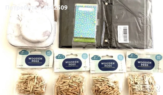 Комплект Фотоалбум Калъф за Fuji Instax Mini 9 + 240 Щипки за Снимки