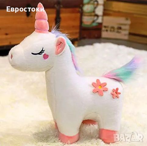 Плюшена играчка Еднорог, 28 см, цвят: бяло, снимка 4 - Плюшени играчки - 45592675