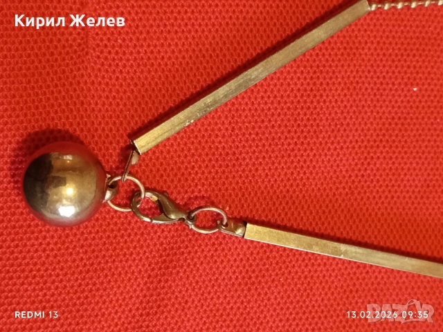 Елегантна златиста винтидж огърлица с искрящи кристали 11677, снимка 3 - Колиета, медальони, синджири - 53462248