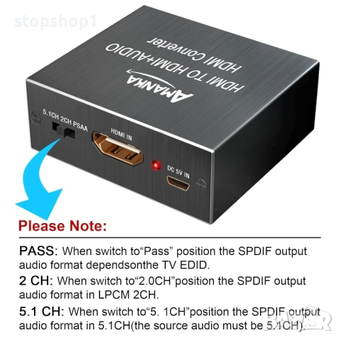 AMANKA HDMI аудио екстрактор, HDMI оптичен конвертор 4Kx2K HDMI аудио екстрактор за PS3 Xbox HD DVD , снимка 4 - USB Flash памети - 54256221