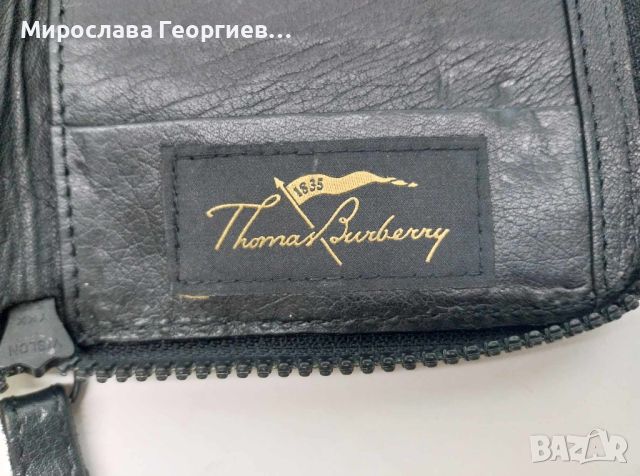 Портфейл Thomas Burberry, Черен кожен портфейл, снимка 4 - Портфейли, портмонета - 46110411