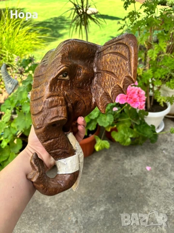 Слонска глава за стена от тиково дърво, снимка 5 - Декорация за дома - 50792048