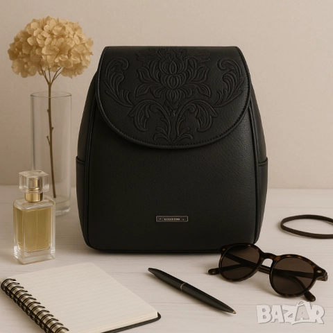 Дамска раница от еко материал с бродиран капак, снимка 3 - Раници - 52138007