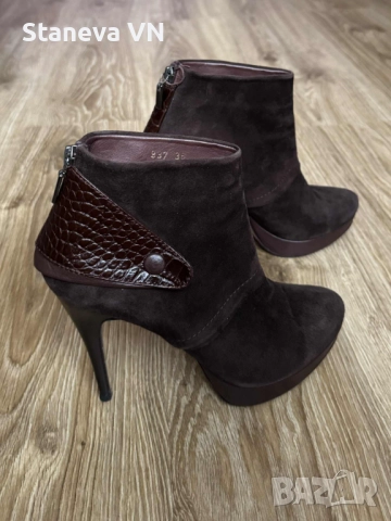 Кафеви боти GiAnni, естествен велур, отлично състояние, 38