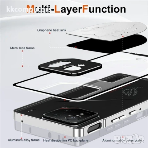 Asus ROG Phone 9 / 9 Pro 5G Удароустойчив Калъф с Метална Рамка и Скрийн Протектор – Черен / Сребрис, снимка 3 - Калъфи, кейсове - 50766649