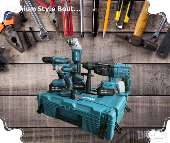 Комплект от акумулаторен перфоратор, ъглошлайф 125 мм, гайковерт и винтоверт 36V с 2 броя батерии , снимка 3 - Други инструменти - 53694356