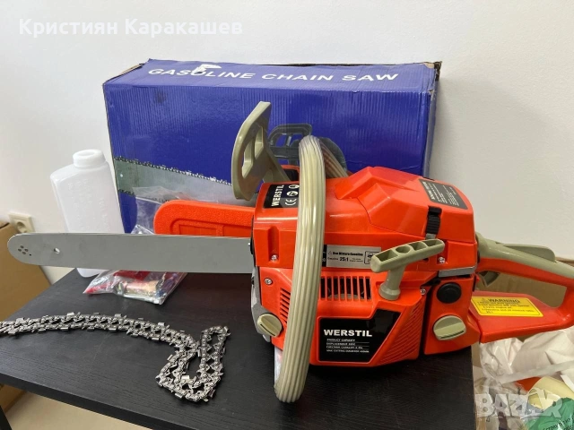 Резачка за дърва Werstill 52 куб.см с 40см шина, снимка 4 - Моторни триони/резачки - 54276350