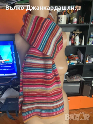 Пъстър шал вълна и ангора, снимка 3 - Шалове - 53768811