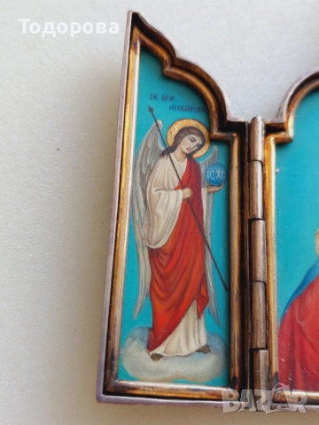 Лот сребърни икони,Царска Русия''сребърна,сребро 84 икона св.Николай Чудотворец/гилеше емайл, снимка 9 - Икони - 51951215