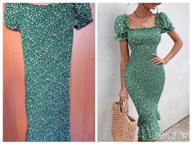 Зелена рокля Shein , снимка 2 - Рокли - 51548442