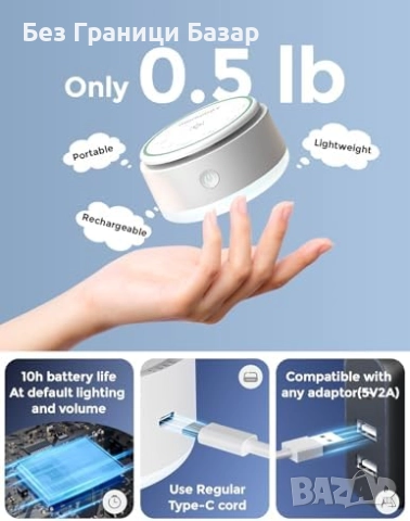 Нова Машина за бял шум с 20 звука и нощна лампа идеална за бебета стая, снимка 5 - Други - 51688476