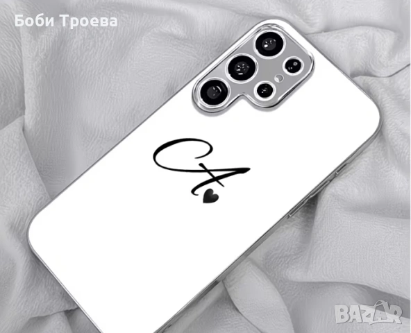 Калъф за телефон с буква и сърце, галванизиран сребрист за телефон Samsung Galaxy A 56, снимка 2 - Калъфи, кейсове - 53573680