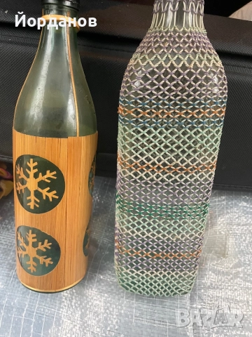 старо шише от коняк Албания декорация бамбук, снимка 2 - Други ценни предмети - 52015734