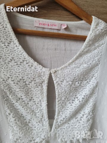 Бяла блуза с бродерии памучна материя , снимка 7 - Тениски - 45717943