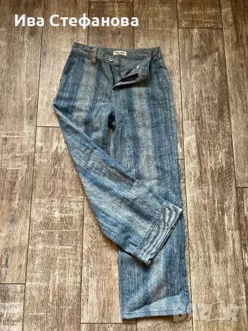 Нови елегантни светло сини дънкови дънкени панталони висока талия  дънки Miu Miu 