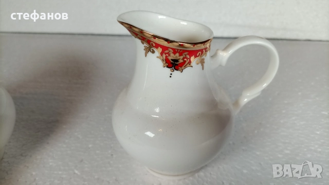 Сервиз за кафе, 5 чашки с чинийки, захарничка и каничка за мляко, снимка 4 - Чаши - 52810484