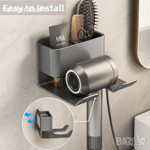 НОВА! Стойка за сешоар, за монтаж на стена, без пробиване, снимка 4 - Други - 50286055