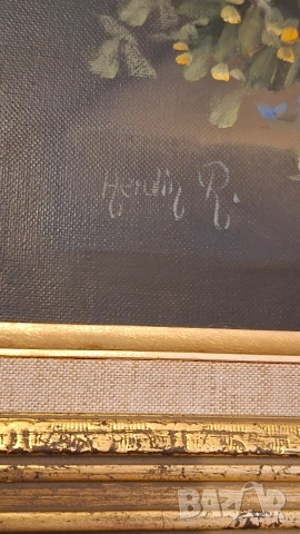 Картина натюрморт с цветя - масло върху платно, в барокова рамка, снимка 7 - Картини - 52707458