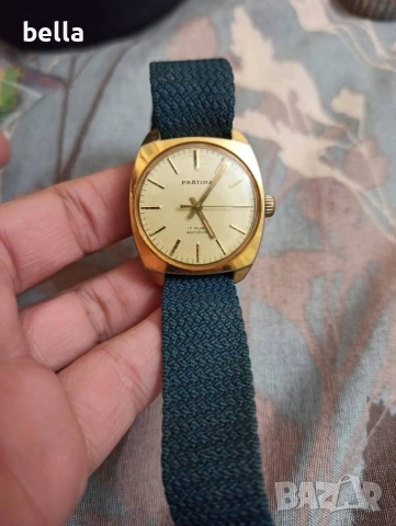 Мъжки стар позлатен часовник Pratina 17 камъка позлата отлично запазена, снимка 2 - Антикварни и старинни предмети - 53707934