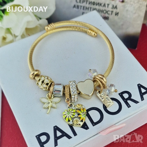 гривна тип pandora на любовта от медицинска стомана 18 карата златно покритие