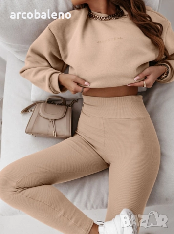 Дамски комплект суитшърт и клин с лого на Chrisa, 3цвята , снимка 12 - Комплекти - 51957143