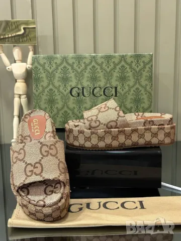 дамски чехли на платформа gucci , снимка 3 - Чехли - 46900373