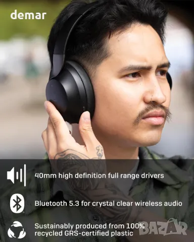 Безжични слушалки LINDY BNXe с активно шумопотискане, 55 часа, Bluetooth 5.3, черни, снимка 4 - Bluetooth слушалки - 50021612