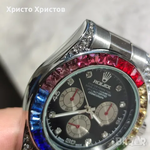 Мъжки луксозен часовник Rolex Daytona Rainbow 🌈 Steel , снимка 6 - Мъжки - 47008744