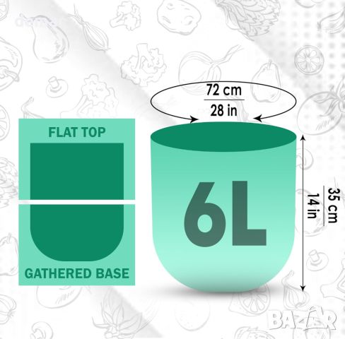 Wirestar Hub 6L-160 Bags биоразградими торби за хранителни отпадъци със сертификат EN13432 , снимка 6 - Други стоки за дома - 45608268