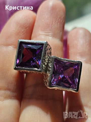 масивен сребърен пръстен с Пурпурен Аметист, снимка 3 - Пръстени - 45113017