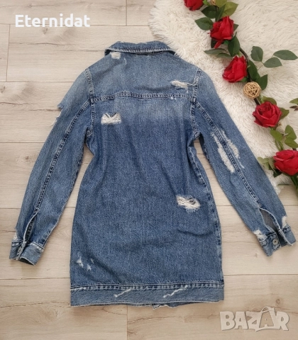 Дълго дънково яке , снимка 4 - Якета - 52074531