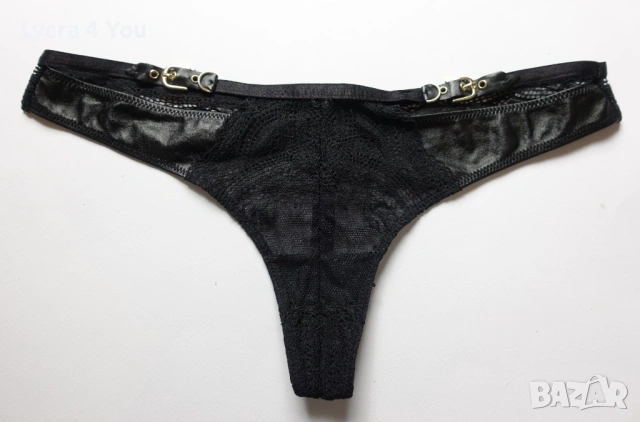 M/L черна прашка с кожени елементи и дантела, снимка 3 - Бельо - 53309785