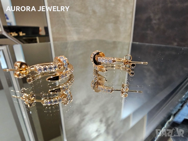 CARTIER Nail Juste un Clou Hoop Rose Gold Diamonds Дамски Обеци Пирон, снимка 4 - Обеци - 53238084