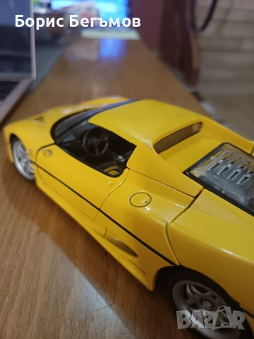 Количка Vintage Maisto 1:18 yellow Ferrari F50 , снимка 8 - Колекции - 52506778