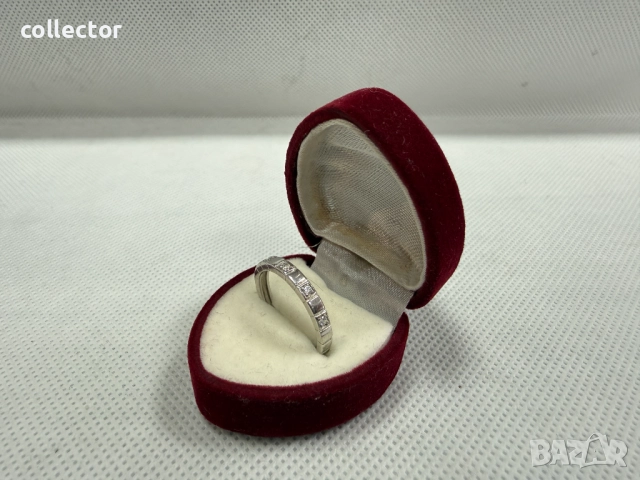 Сребърен пръстен / халка с кристали. №7767, снимка 2 - Пръстени - 52832671