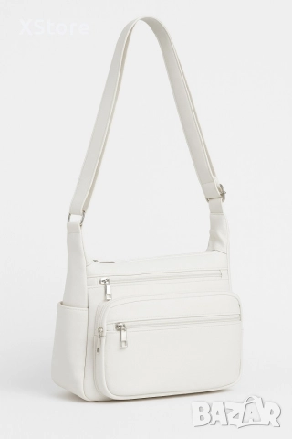 Класическа ежедневна чанта с регулираща се презрамка и ципове, снимка 2 - Чанти - 52585324