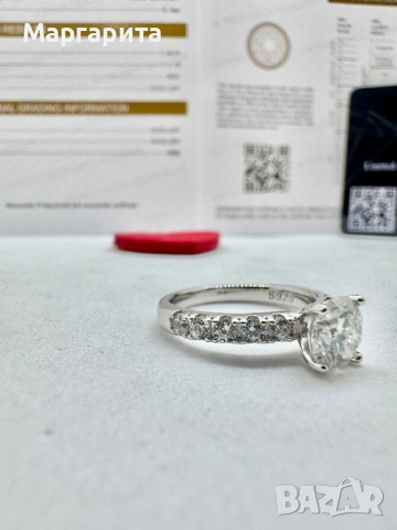 Пръстен с мойсанит (диамант) 1 карат, снимка 9 - Пръстени - 53060757